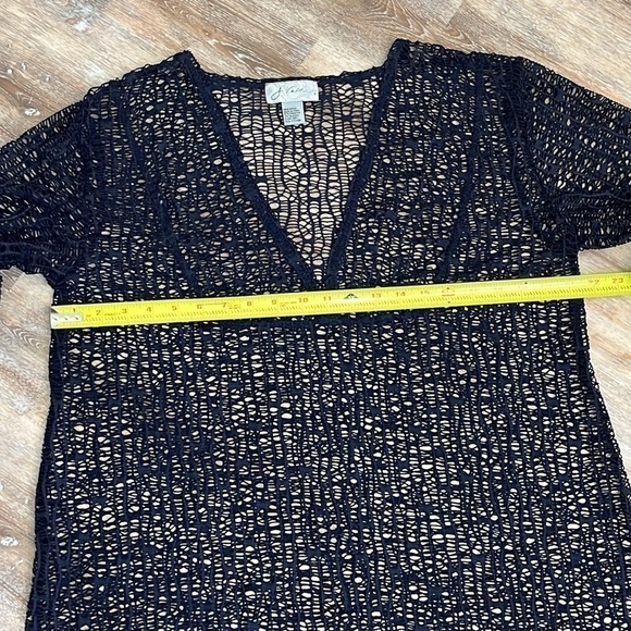 J Valdi Womens Swimsuit Cover Up Dress Mesh Sheer Open Knit Navy Blue Size XL - Picture 9 of 13